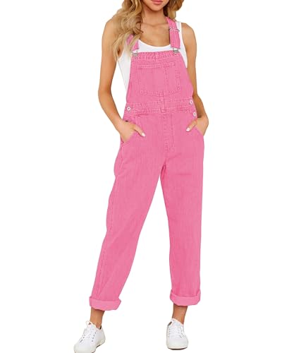 GRAPENT Work Overalls for Women Overalls Jean Romper for Women Denim Outfit Womens Overall Jumpsuit Overall Summer Baggy Cute Clothes Color Candy Pink Size Medium Size 8 to 10