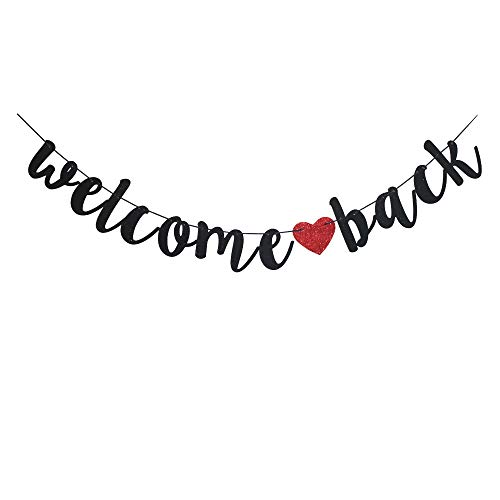 Welcome Back Black Vintage Banner for First Day of School Teacher Back to School Decor Home/Classroom/Moving Away Party Sign Supplies
