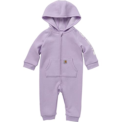 Image of Carhartt baby-girls Long-sleeve Hooded Zip-up Footless Jumpsuit One-piece Hoodie