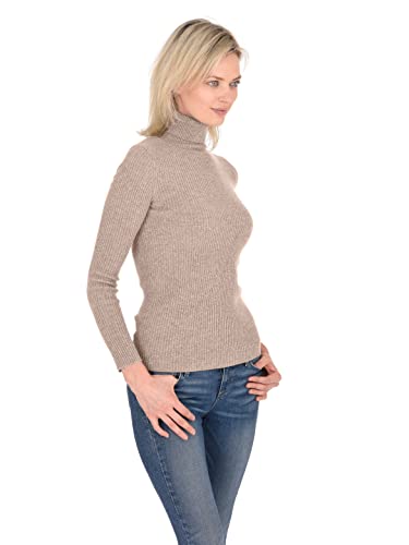 Cashmeren Women’s Basic Ribbed Turtleneck Sweater 100% Pure Cashmere Long Sleeve Roll Neck Pullover2