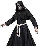 DISHIO Halloween Grim Reaper Hooded Capes, Adult Cosplay Costumes, Medieval Monk Priest Knight Wizard Grim Reaper Cosplay Costume For Adult Halloween Cosplay Costumes L