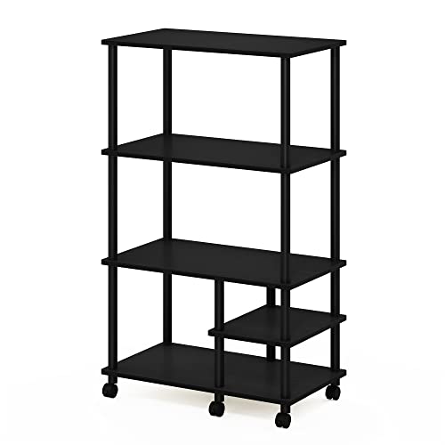 Furinno Turn-N-Tube 4-Tier Toolless Multipurpose Printer Stand Display Storage Shelf with Wheels, Americano/Black - image 3