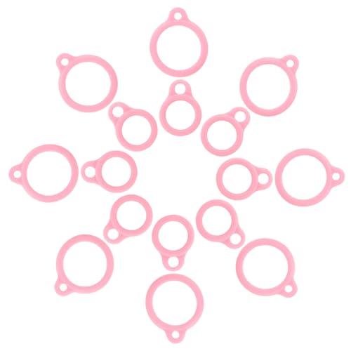 Anillos de silicona antipérdida de 13 y 8 mm pack de 200 gomas rosas para bolígrafos y oficina
