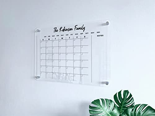 Acrylic Family Planner Wall Calendar - Dry Erase Board, Dry Erase Calendar, Custom Text Blank Calendar, Transparent Calendar (36"X24", Standard Package) #TOP1