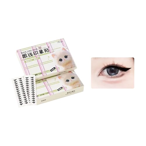 RANYU アイライナー シール 初心者 向け 貼るだけでアイシャドウ 専用ピンセット+調整クリップ付き ウォータープルーフ 皮脂 に強い シールアイライナー アイメイク 日常 通勤 持ち運び便利 (猫目ブラック)