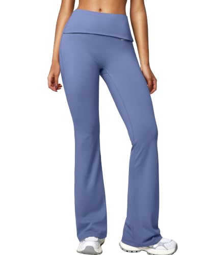 BRXL No Front Seam Fold Over Flare Leggings for Women 31" Blue 3XL - image 1