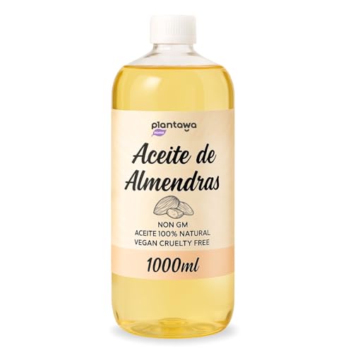 PLANTAWA Aceite de Almendras 1L | 100% Puro y Natural | Hidratante Corporal | Apto para Masajes, Bebés y Estrías | Sin Perfume | Textura Ligera y de Rápida Absorción