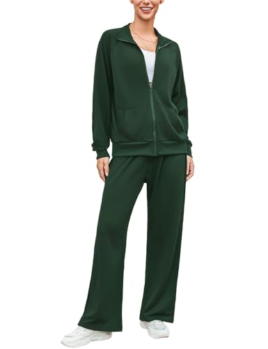 Terecey Chándal Mujer Completo Holgada Corte Recto Conjunto sin Capucha 2 Piezas Deportivo y Ocio con Chaqueta Cremallera y Pantalon para Fitness o Diario S-XXL