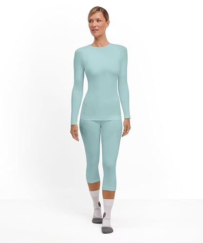 FALKE Damen Baselayer-Shirt Warm Round Neck W L/s Sh Funktionsmaterial schnelltrocknend 1 Stück, Grün Jade 7439, M