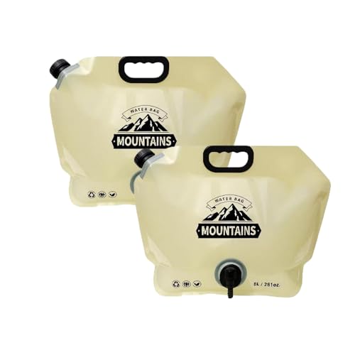 Compact 8L Folded Water Storage Bag with Faucet Spout for Camping Hiking Wide Mouth Foldable Water Pouches