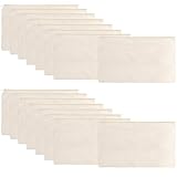 meekoo 16 Pack Blank Canvas Pouch Zipper Cosmetic Bag Bulk Plain Makeup Pouch Sublimation DIY Craft Multipurpose Travel Toiletry Bag for Makeup Cosmetic Stationary Storage Organizer(S,Beige)