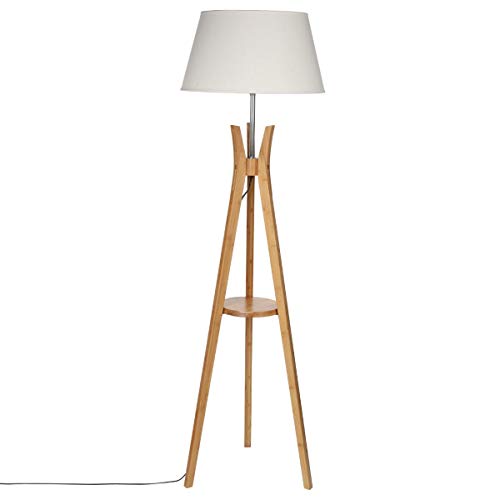 Lampadaire trépied 'Kalo' - bambou et blanc H156 cm - Atmosphera créateur d'intérieur