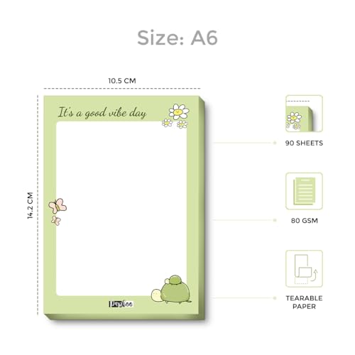 Image of PAPBOO Easy to carry Cute A6 Size Tear-off Notepads,90 Sheets,100 GSM, Gift(Good Vibes Day)