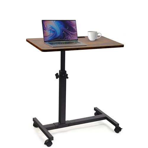 FASNAHOK C Shaped Side Table Adjustable, Laptop Table for Couch, 360° Swivel Rolling TV Tray, 22.8 x 13.7 Inches Large End Table for Living Room and Bedroom