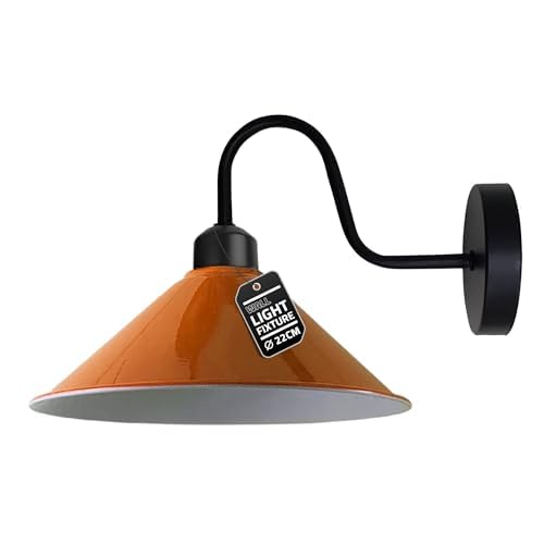 Led Wall Lights Indoor Modern Orange 22cm Cone Shaped Shade Swan Neck Led Sconce Fittings Not Battery Operated Wall Lamp for Living Room, Bedroom, Hallway — image 1