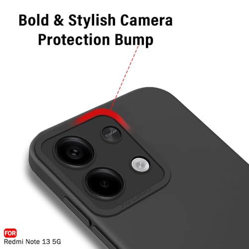Image of TheGiftKart Liquid Silicon Back Cover Case for Mi Redmi Note 13 5G | Stylish Camera Protection Module | Micro-Fibre Lining Inside | Shockproof Back Cover Case for Redmi Note 13 5G (Silicone, Black)