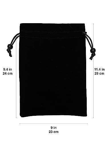Large Black Velvet Drawstring Pouch, Red Velvet Lining Inside, 9 x 11.4 inches. Great Bag for Organizing and Storage at Home or When Traveling. Great for Gifts, Makeup, Jewelry, Game Accessories3