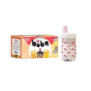 Boba Tea Bundle – Reusable Leakproof 500ml Cup + 10-Serving Instant Milk Tea Kit with Brown Sugar Tapioca Pearls (Classic, Mango Peach, Passionfruit) – Gift-Ready Set