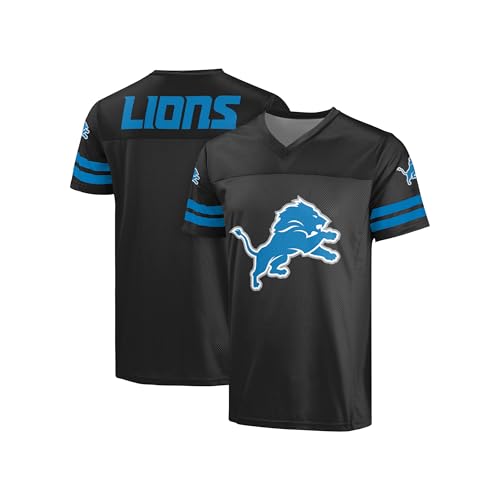 FOCO NFL Men's Officially Licensed Primary Logo Alternate Color Game Day Team Jersey (US, Alpha, Large, Regular, Regular, Detroit Lions - Black, Detroit Lions)