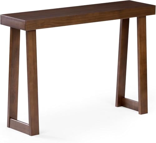Image of Modern Solid Wood Standing Console Table for Living Room, Sofa Table Narrow Entrance Table Hallway Back Couch Living Room Lobby (Dark Red Mohagany, 120-CM Long)