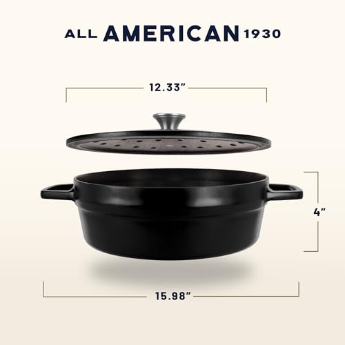 Image of All American 1930 - Dutch Oven - The Saucier Set, Black Onyx - 5.5qt Capacity - Perfect for Sauces, Soups & Simmering - Non Stick & PFAS Free - Made in the USA