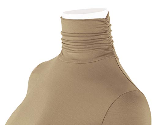 Image of AUHEGN Women's Long Sleeve Lightweight Turtleneck Top Slim Fit Pullover T-Shirt (S-XXL)
