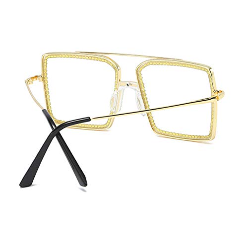 Image of willochra Fashion Diamond Set clear lens Sun Glasses Women's Square Man-made Diamond Handmade Sun Glasses uv400