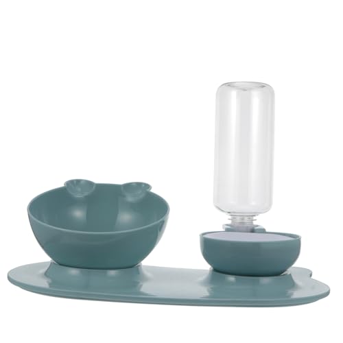 GANAZONO Dispositivo Automático para Agua y Comedero Elevado para Gatos Cuenco Desmontable Azul Diseño Ergonómico Que Protege la Columna Cervical Fácil Limpieza y Materiales Duraderos de