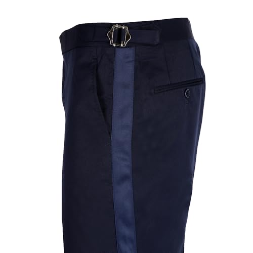 Men's Fit Flat Front Tuxedo Pants Slim Formal Black Stripe Trousers with Adjustable Waistband Dress Pants for Prom3