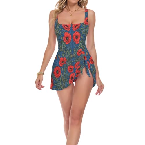 Maillot de bain William Morris rouge pour un maintien parfait avec deux bretelles