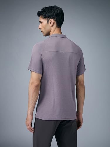 Image of TECHNOSPORT Men's 100% Polyester Slim Fit Self-Design Half Sleeve Polo T-Shirt with Double Cool, SPF50+ Properties for Gym, Workout 7 Regular Use