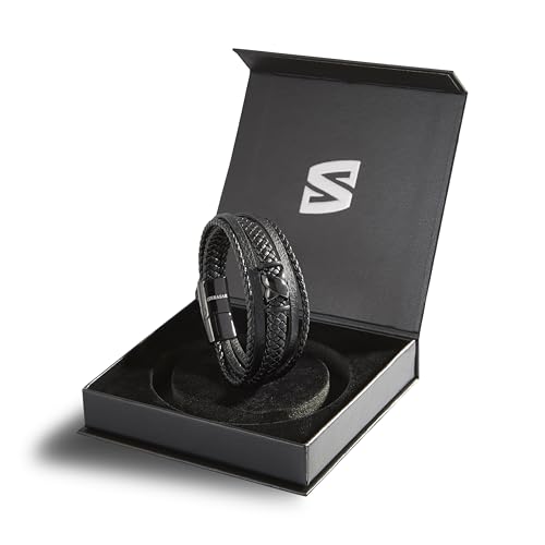 Image of SERASAR Premium Leather Bracelet Men | Stainless Steel Magnetic Clasp | Three Colors | Jewelry Box Included
