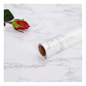 ​Hode Marble Sticky Back Plastic 44X200cm Granite White Grey Self Adhesive Wallpaper Waterproof Vinyl Wrap Roll Furniture Stickers for Kitchen Countertop Bathroom
