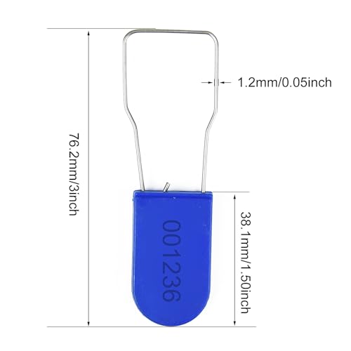 Image of Plastic Padlock Security Seals with Metal Wire Numbered Anti Tamper Tag (500, Blue)