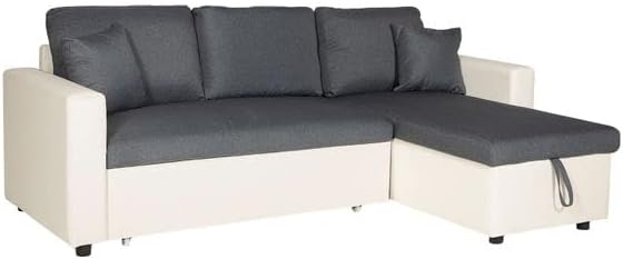 Happy Garden canapé d'angle Convertible Wade 3 Places en Tissu Gris