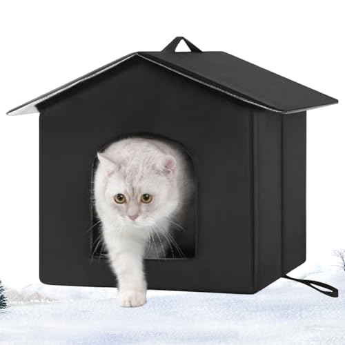 Refugio para mascotas resistente a intemperie cueva cálida plegable de exterior 8