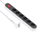 Regleta de 6 enchufes con Enchufe Plano, Certificado TUV/GS