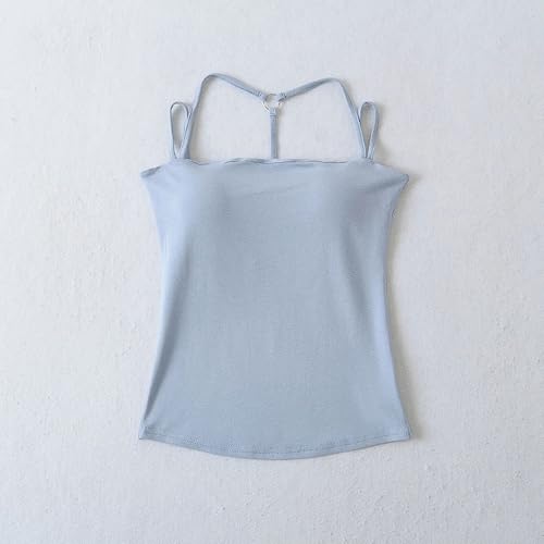Débardeur à bretelles croisées femmes haut été couleur unie avec brassière intégrée