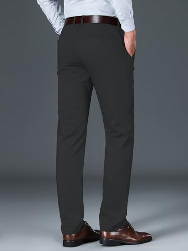 Image of AVANOVA Men's Light Grey Solid Trousers Light Business Style Slightly Stretch Straight Leg Pants for Outdoor Casual Daily (Trouser 127)
