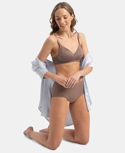 Image of Jockey 1816 Women Wirefree Padded Soft Touch Microfiber Elastane Stretch Full Coverage T-Shirt Bra with Lace Styling