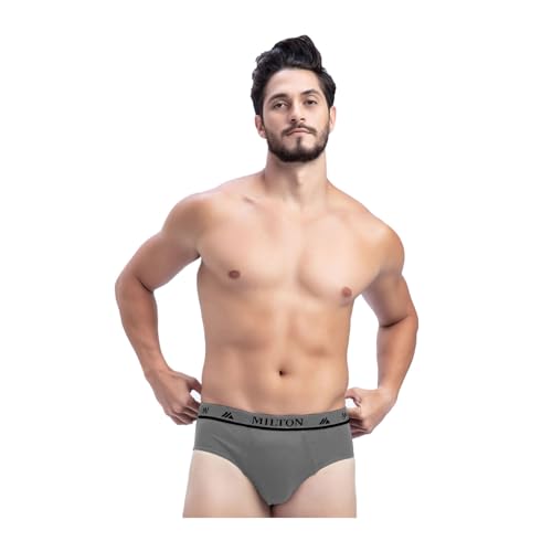 Image of Milton Mens Pure Cotton Solid Briefs|Soft Breathable Underwear for Men|Outer Elastic Comfort Fit Waistband|Skin-Friendly Essentials|Multi-Color, Color Name May Vary as per Availability|Pack of 2
