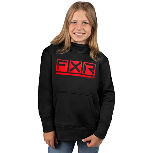 FXR Youth Black/Red Podium Tech Pullover Hoodie Hoody Fleece DWR Finish Pockets