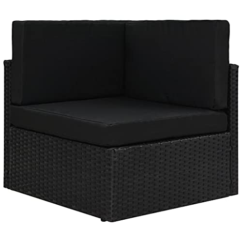 INLIFE Modulares Rattan Ecksofa Schwarz