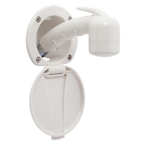Recessed Shower- Warm White Cup & Lid, Small Warm White Sprayer (No Eyelet), 6' Stainless Steel Hose - 136-0018-WH-W
