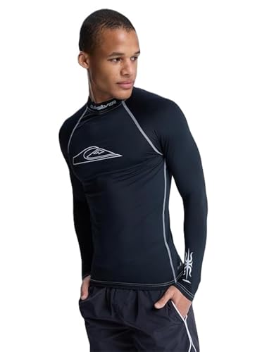 Camiseta de surf Quiksilver Mercury negra de manga larga con acabados de alta resistencia y proteccion UPF50