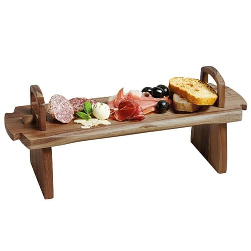 Acacia Wooden Raised Serving Platter for Antipasti, Tapas, Entrees and Desserts, 36 x 13 x 13 cm