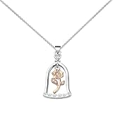 LQRI Beauty Cartoon Movie Gift Rose Pendant Necklace Princess Fan Gift Women's Necklace (silver)