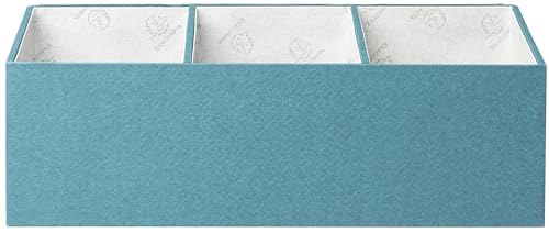 Exacompta 68603E Schreibtisch-Organizer Office By Me mit 4 Fächern aus Recycling-Karton mit Textileffekt. Ideal zur Aufbewahrung von Stiften, Smartphone, Tablet und mehr. Stifteköcher Entenblau