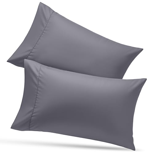Pillow Covers by Utopia Bedding - Queen Size 2-Pack – Soft Brushed Microfiber – Perfect for Hospitals, Hotels, Guest Rooms – Oeko-TEX Certified, 20x30 Inches (Grey)