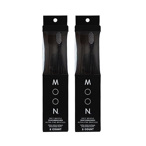 Image of MOON Soft Bristle Toothbrush 2 x 2-Pack - 4 Extra Soft Toothbrushes for Adults, Gums & Teeth-Friendly - 720 Tapered Ultra-Fine Bristles per Brush for Gentle Deep Cleaning
